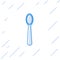 Blue line Disposable plastic spoon icon isolated on white background. Vector Illustration