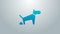 Blue line Dog pooping icon isolated on grey background. Dog goes to the toilet. Dog defecates. The concept of place for