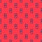 Blue line Domino icon isolated seamless pattern on red background. Vector Illustration