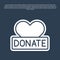 Blue line Donation and charity icon isolated on blue background. Donate money and charity concept. Vector