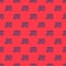 Blue line Double decker bus icon isolated seamless pattern on red background. London classic passenger bus. Public