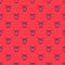 Blue line Drying clothes icon isolated seamless pattern on red background. Clean shirt. Wash clothes on a rope with