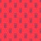 Blue line Effervescent aspirin tablets dissolve in a glass of water icon isolated seamless pattern on red background