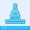 Blue line Eiffel tower icon isolated on grey background. France Paris landmark symbol. Vector