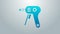 Blue line Electric hot glue gun icon isolated on grey background. Hot pistol glue. Hot repair work appliance silicone