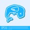 Blue line Environment protection concept whale dead icon isolated on grey background. Vector Illustration