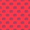 Blue line Exit icon isolated seamless pattern on red background. Fire emergency icon. Vector