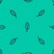 Blue line Feather icon isolated seamless pattern on green background. Vector