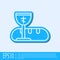 Blue line First communion symbols for a nice invitation icon isolated on grey background. Vector Illustration