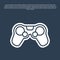 Blue line Gamepad icon isolated on blue background. Game controller. Vector