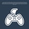 Blue line Gamepad icon isolated on blue background. Game controller. Vector