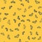 Blue line Gender icon isolated seamless pattern on yellow background. Symbols of men and women. Sex symbol. Vector