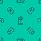 Blue line Ghost icon isolated seamless pattern on green background. Vector Illustration.