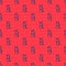 Blue line Golf bag with clubs icon isolated seamless pattern on red background. Vector