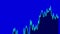 Blue line graph on black background chart of stock market investment trading.