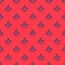Blue line Hanger wardrobe icon isolated seamless pattern on red background. Clean towel sign. Cloakroom icon. Clothes