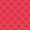 Blue line Heating radiator icon isolated seamless pattern on red background. Vector