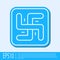 Blue line Hindu swastika religious symbol icon isolated on grey background. Vector