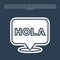 Blue line Hola icon isolated on blue background. Vector