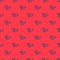 Blue line Hunting horn icon isolated seamless pattern on red background. Vector