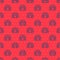 Blue line Igloo ice house icon isolated seamless pattern on red background. Snow home, Eskimo dome-shaped hut winter