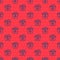 Blue line Infectious waste icon isolated seamless pattern on red background. Tank for collecting radioactive waste