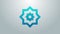 Blue line Islamic octagonal star ornament icon isolated on grey background. 4K Video motion graphic animation