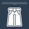 Blue line Jeans wide icon isolated on blue background. Vector