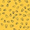 Blue line Jelly bear candy icon isolated seamless pattern on yellow background. Vector