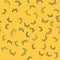 Blue line Jelly worms candy icon isolated seamless pattern on yellow background. Vector