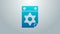 Blue line Jewish calendar with star of david icon isolated on grey background. Hanukkah calendar day. 4K Video motion