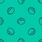 Blue line Jewish sweet bakery icon isolated seamless pattern on green background. Hanukkah sufganiyot. Jewish easter