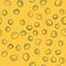 Blue line Jewish sweet bakery icon isolated seamless pattern on yellow background. Hanukkah sufganiyot. Jewish easter