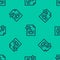 Blue line Journalistic investigation icon isolated seamless pattern on green background. Financial crime, tax evasion