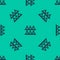 Blue line Jurors icon isolated seamless pattern on green background. Vector Illustration