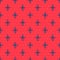 Blue line Kayak and paddle icon isolated seamless pattern on red background. Kayak and canoe for fishing and tourism