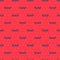 Blue line Kayak and paddle icon isolated seamless pattern on red background. Kayak and canoe for fishing and tourism