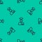 Blue line Laboratory assistant icon isolated seamless pattern on green background. Vector