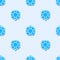 Blue line Lifebuoy icon isolated seamless pattern on grey background. Lifebelt symbol. Vector