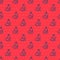 Blue line Limoncello bottle icon isolated seamless pattern on red background. Bottle of fresh homemade lemonade. Vector