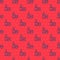 Blue line Lipstick icon isolated seamless pattern on red background. Vector