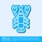 Blue line Lobster icon isolated on grey background. Vector.