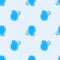 Blue line Man coughing icon isolated seamless pattern on grey background. Viral infection, influenza, flu, cold symptom