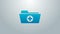 Blue line Medical health record folder for healthcare icon isolated on grey background. Patient file icon. Medical