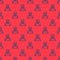 Blue line Medieval knight icon isolated seamless pattern on red background. Vector