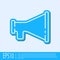 Blue line Megaphone icon isolated on grey background. Speaker sign. Vector