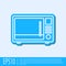 Blue line Microwave oven icon isolated on grey background. Home appliances icon. Vector Illustration