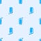 Blue line Milkshake icon isolated seamless pattern on grey background. Plastic cup with lid and straw. Vector