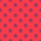 Blue line Mosquito icon isolated seamless pattern on red background. Vector