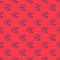 Blue line Motocross motorcycle helmet icon isolated seamless pattern on red background. Vector